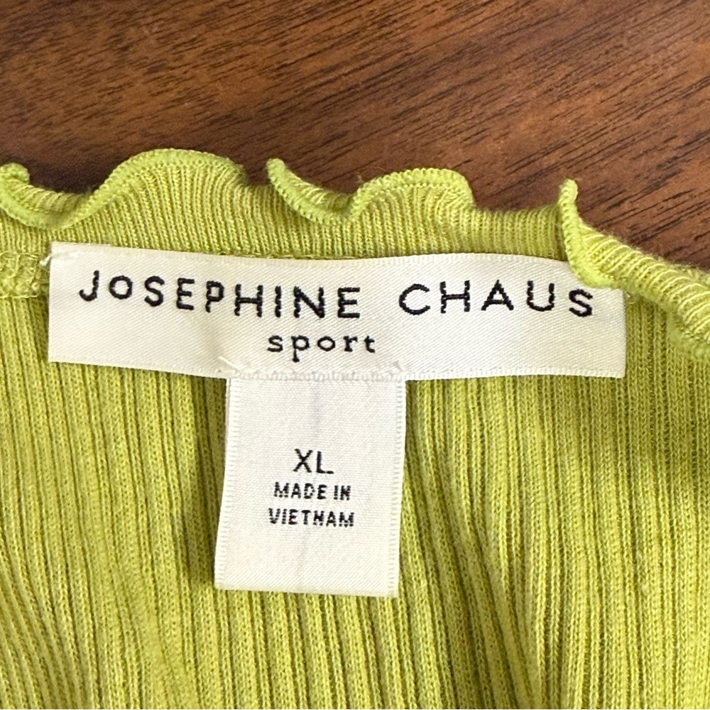 Josephine Chaus Sport Lime Green Ribbed Tank XL Cotton - Picture 6 of 9